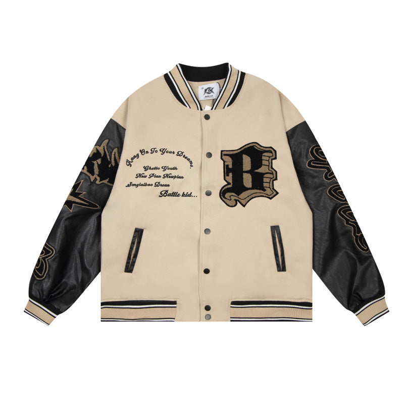 Forårs- og Efterårs Amerikansk Retro Ildelement Gule Bogstaver Baseballuniform