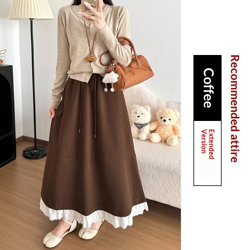 Women's Fashion Lace Trim Flare Skirt