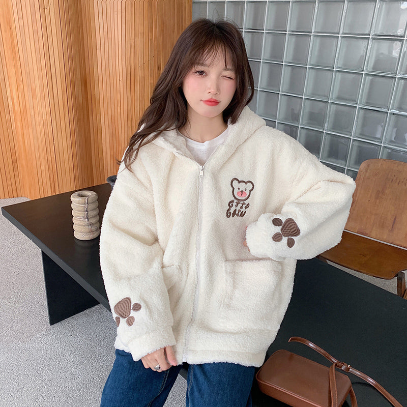 Chaqueta acolchada gruesa y holgada para estudiante con forro polar, linda  