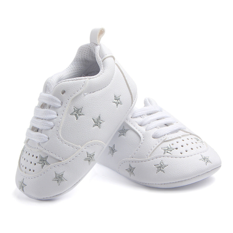 Sports Red Heart Five-star Baby's Shoes Toddler Shoes Soft Bottom Children's Sports Shoes White