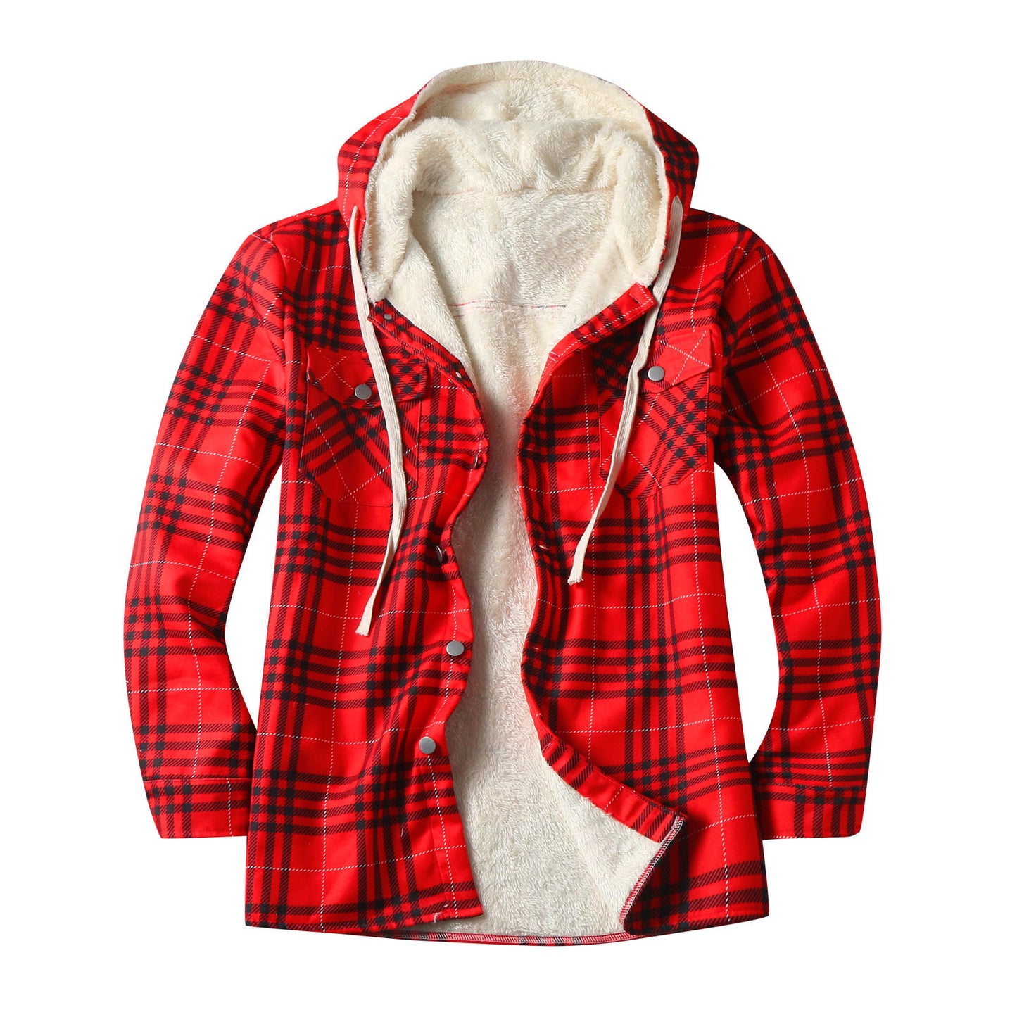 Men's Hooded Fleece-lined Shirt Coat