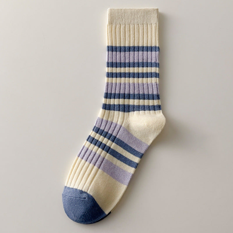 Women's Autumn And Winter Cotton Thickened Double Needle Tube Socks