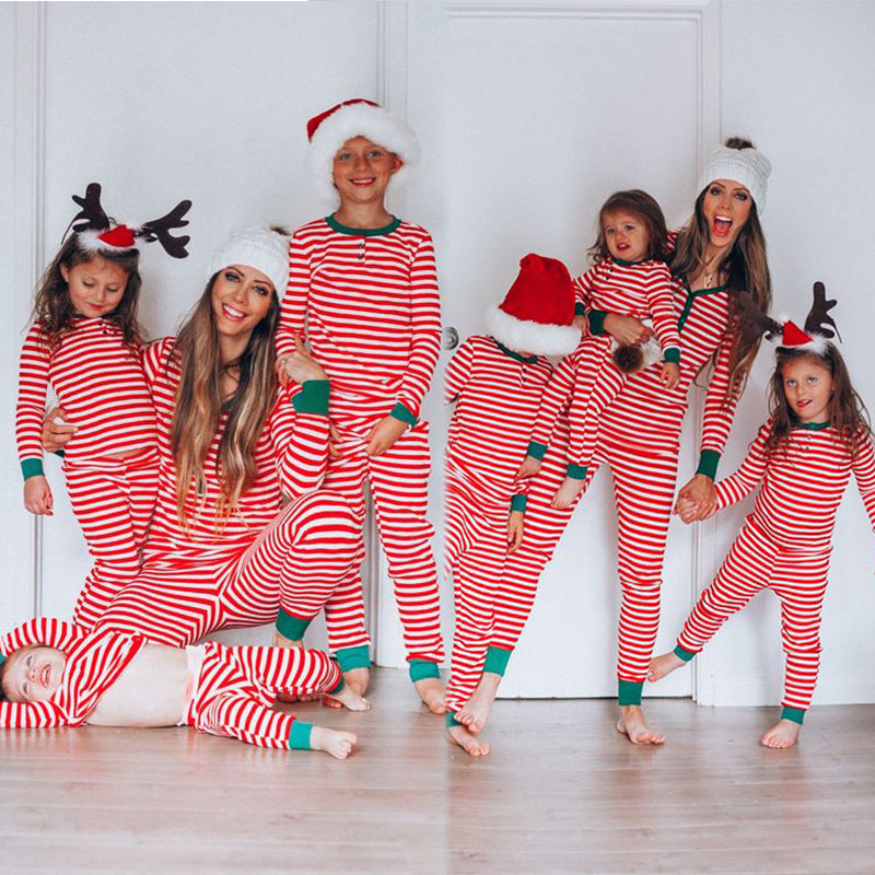 Parent-Child Suit Striped Printing Long-Sleeved Home Wear Casual