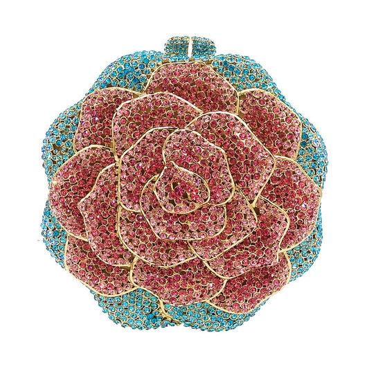 Ladies Evening Bag With Diamond-encrusted Floral Design