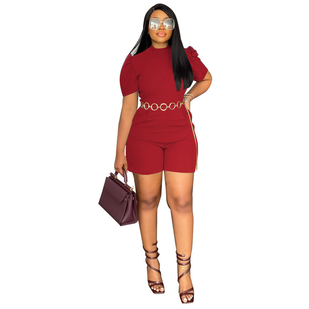 New Round Neck Fashion Waist-controlled Casual Jumpsuit