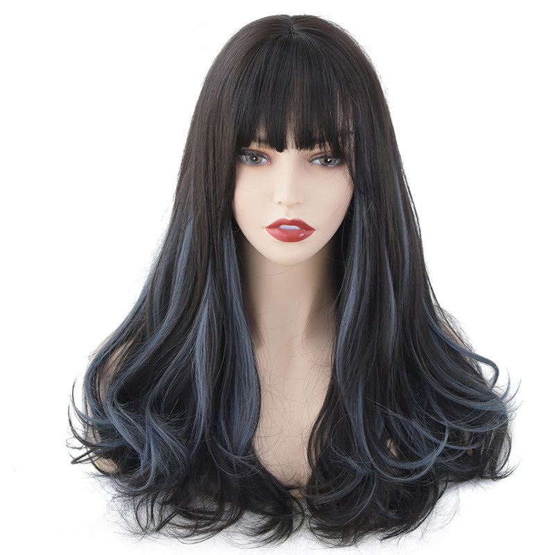 Simulated Scalp Highlights Women's Long Curly Wavy Wig