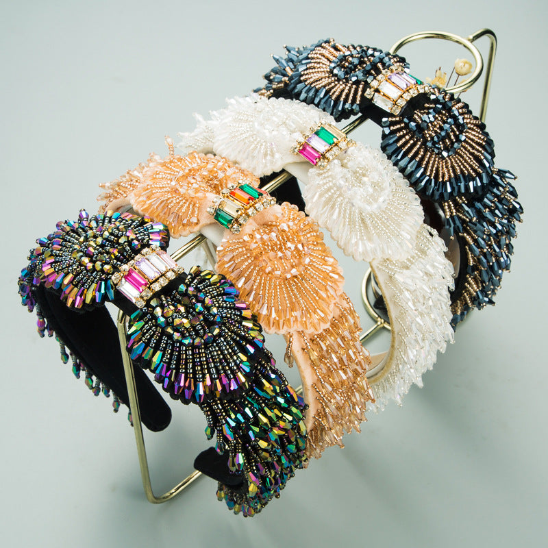 Baroque Crystal Fringed Headband With Wide Side
