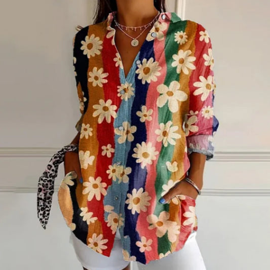 Women's Casual Hippie Floral Print Shirt