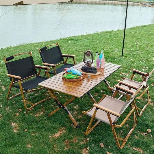 Aluminum Alloy Outdoor Foldable Egg Roll Table Portable Camping Picnic Chair