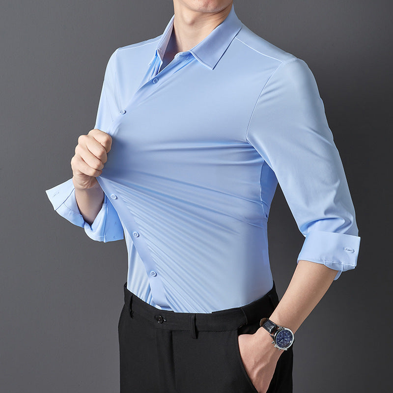 Forår og efterår sømløs høj elastisk langærmet T-shirt