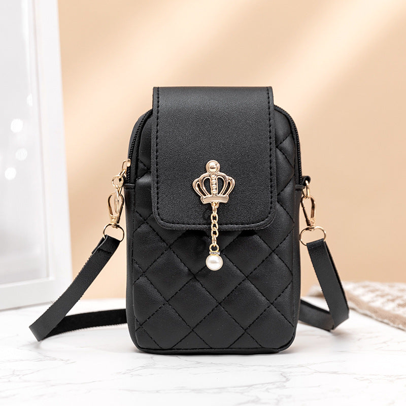 Simple All-match Messenger Bag Pearl Vertical Model In Square Shape