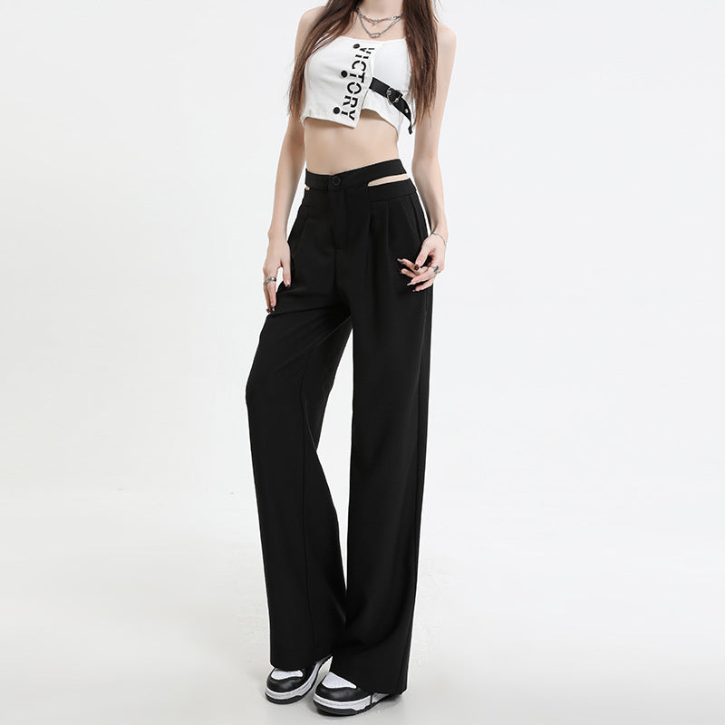 High Waist Slimming Narrow Straight Wide Leg Pants