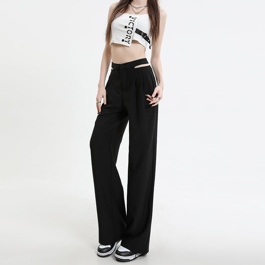 High Waist Slimming Narrow Straight Wide Leg Pants