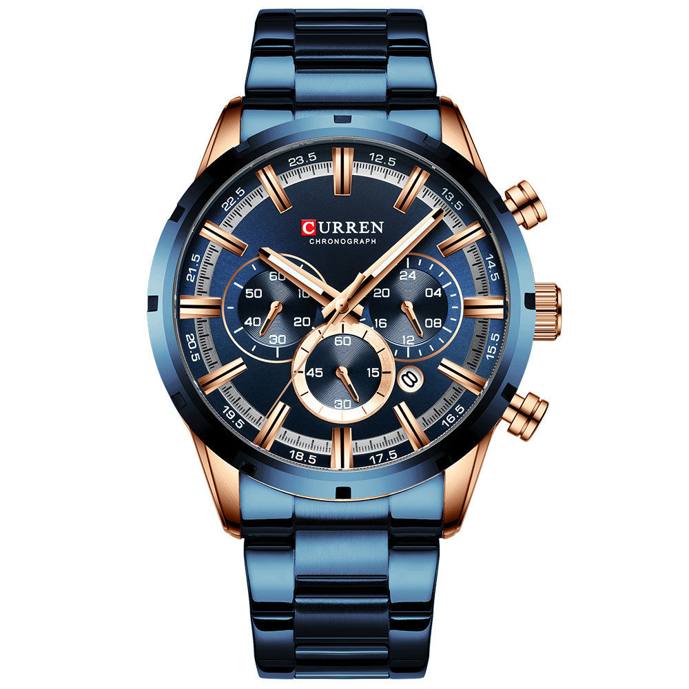 Quartz Six-hand Calendar Steel Band Business Men's Watch