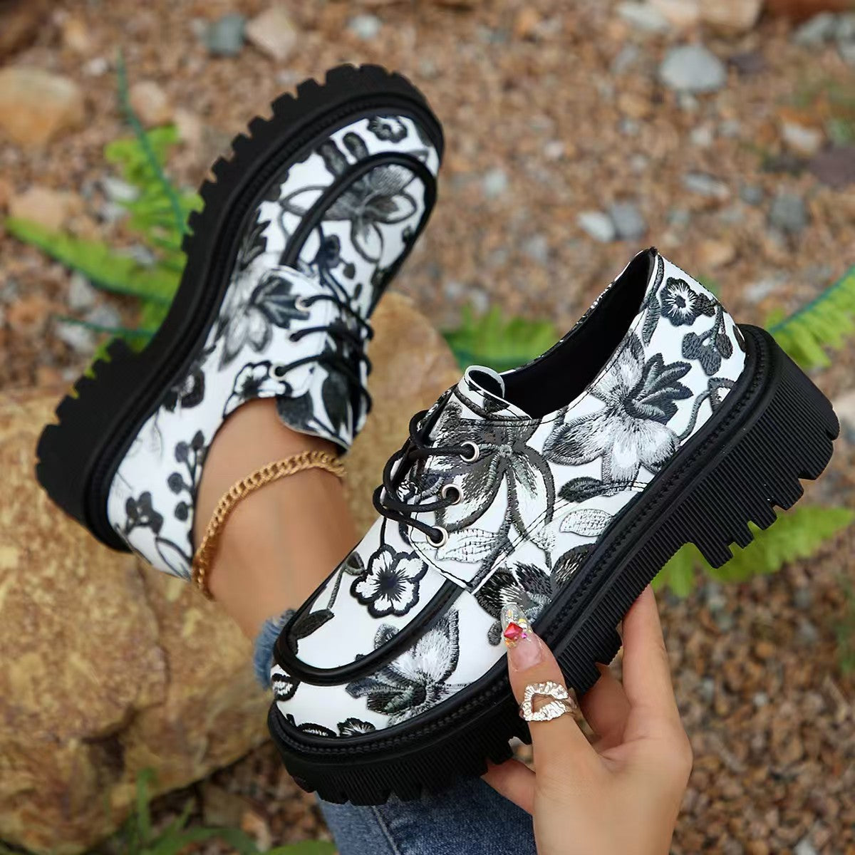 Plus Size Chunky Heel Trendy Retro Loafers