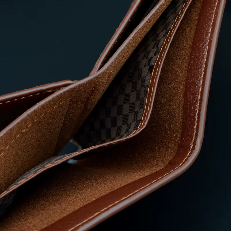 New Wallet Short Men'S Thin Wallet Horizontal Business Casual Lychee Pattern Retro Soft Leather Wallet