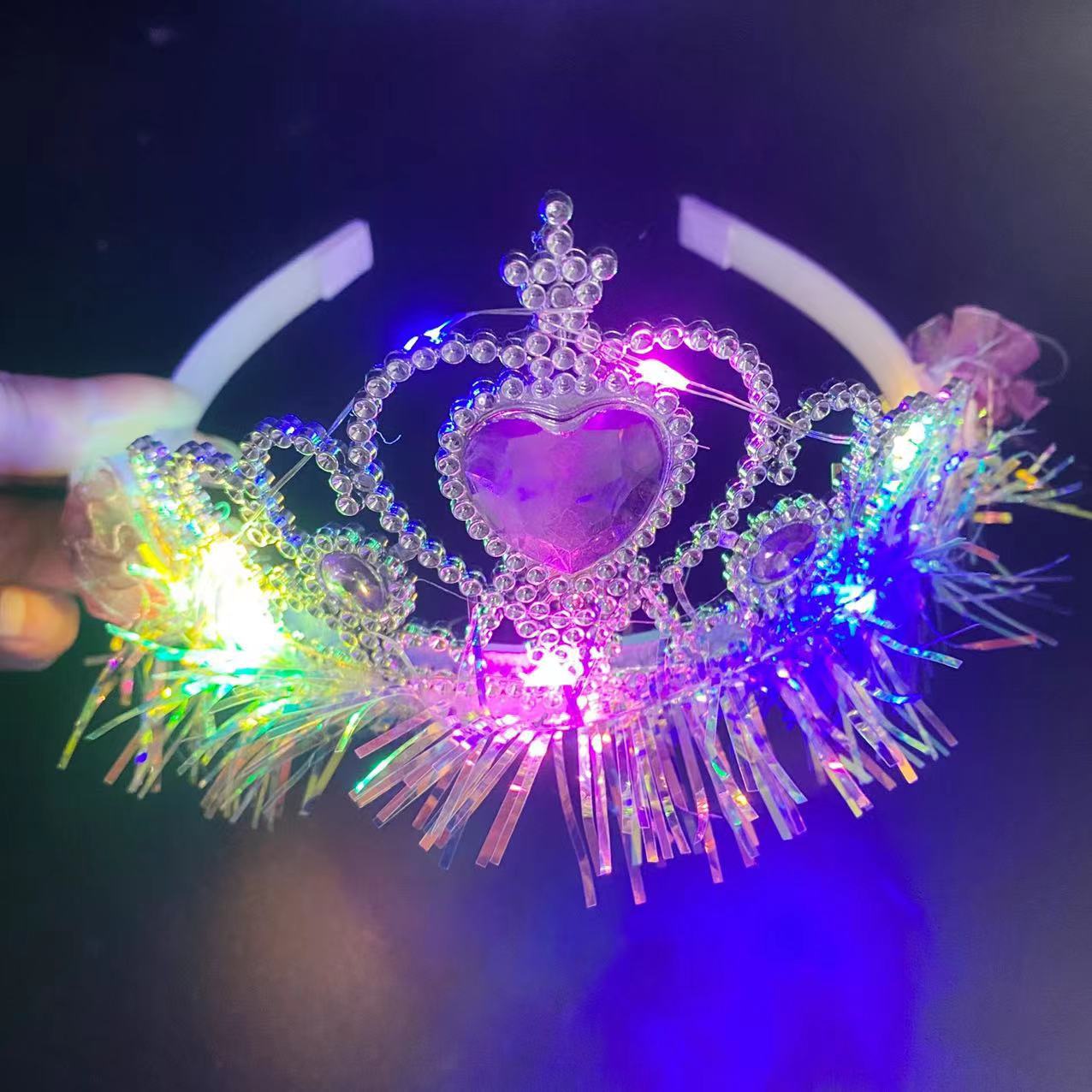 Luminous Gold Silk Princess Crown Sliding Toothed Children Clip Headband Head Accessories