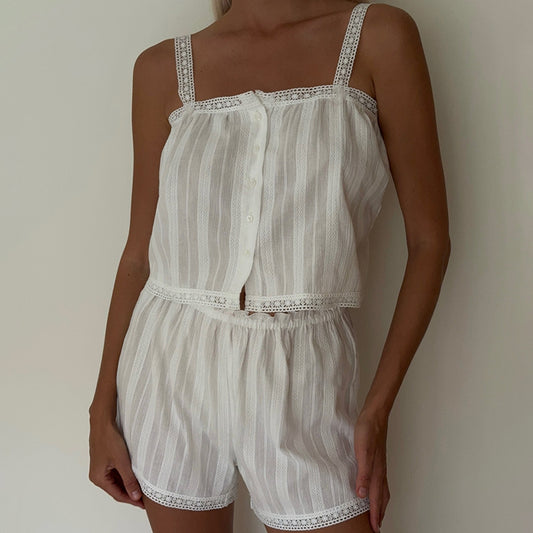 100 Cotton Comfortable Soft Camisole And Shorts Pajamas