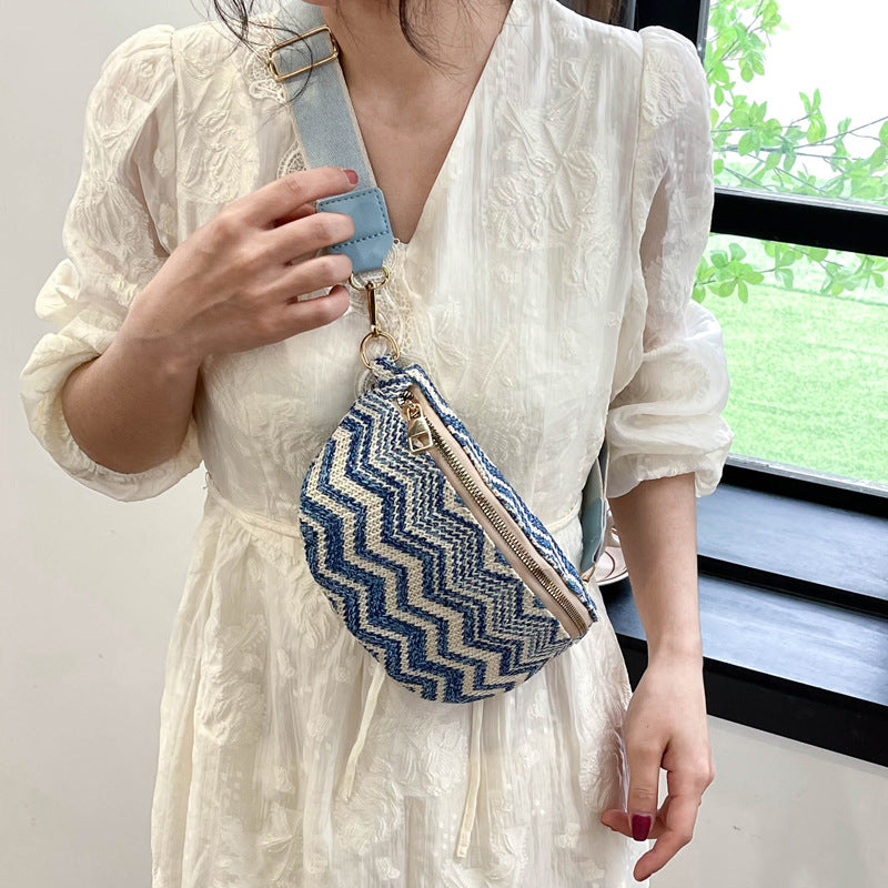 Striped Woven Women's Casual Messenger Bag