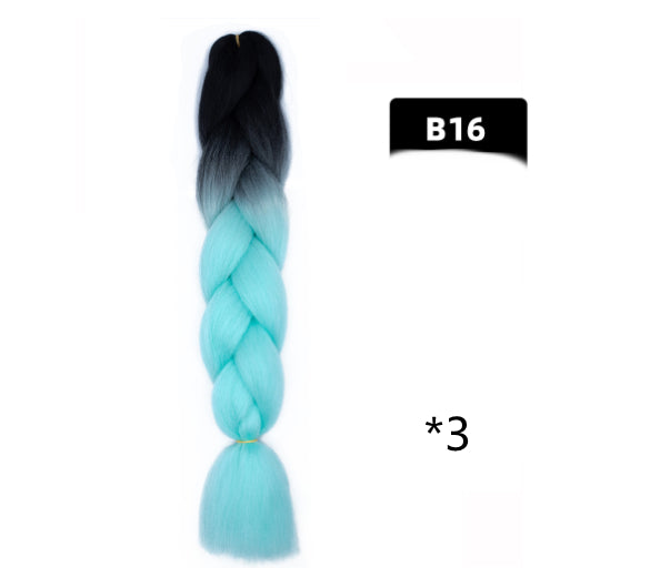 Color Big Braid African Chemical Fiber High Temperature Silk Wig Gradient