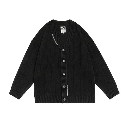 Loose Retro Unique Design Dark Striped Cardigan Jacket