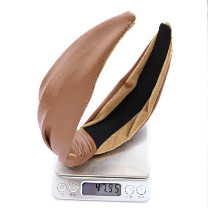 Fashion Solid Color Leather Hairpin Women's Hair Accessories PU Leather Headband