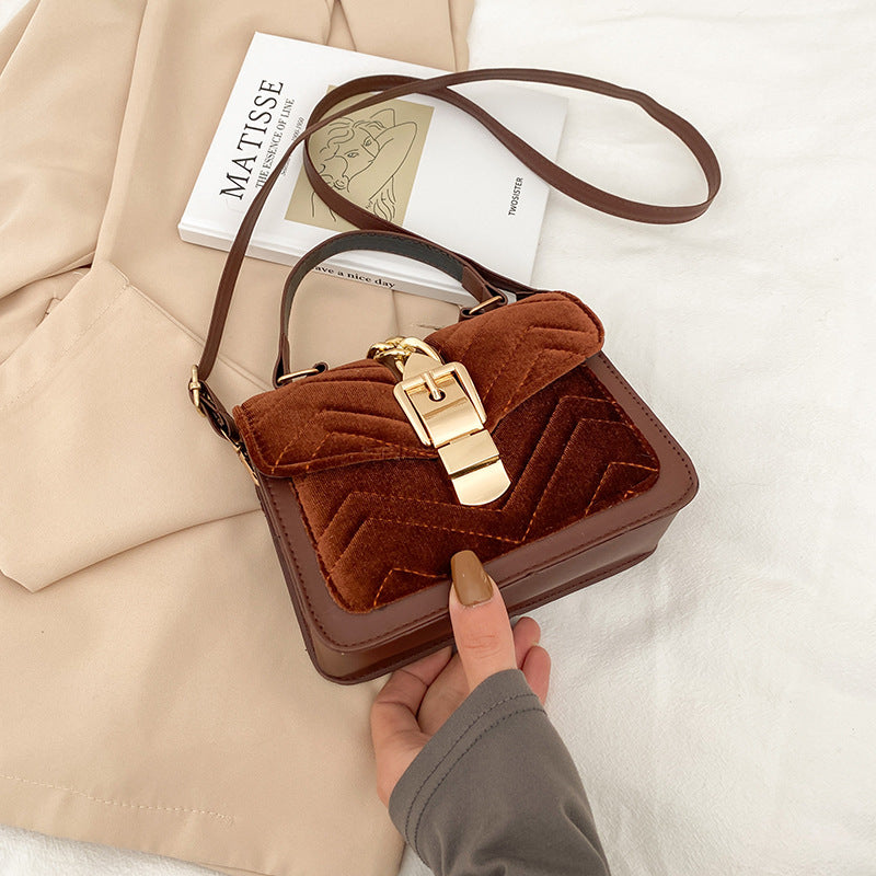 Velvet Texture One Shoulder Crossbody Fashion