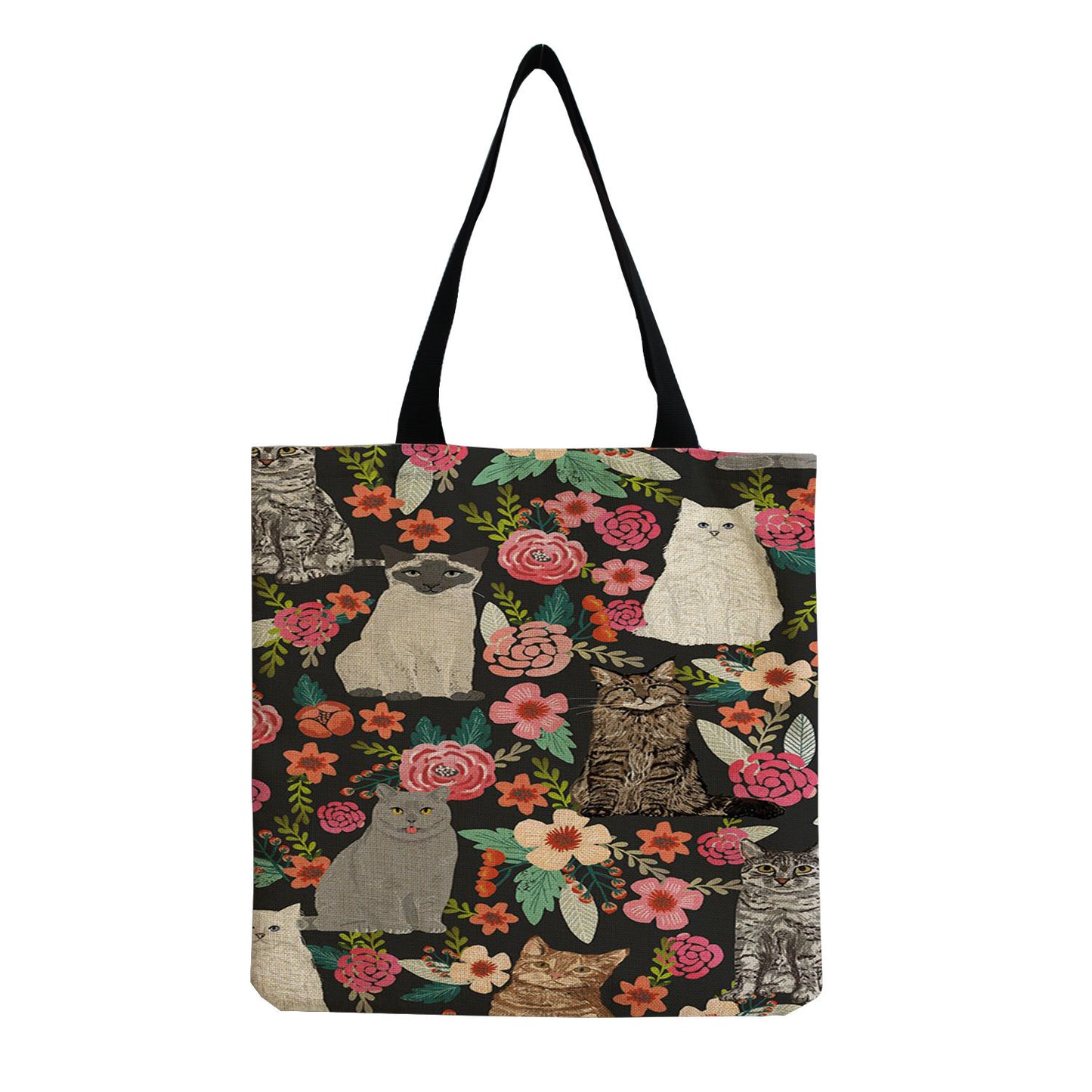 Foldable Portable Cute Cat-group Printed Handbag