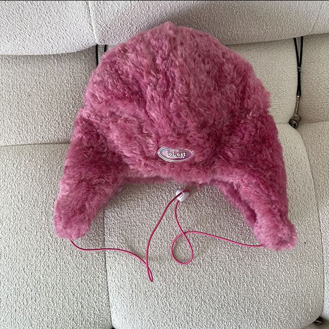 Small Crowd Color Matching Two-piece Plush Lei Feng Hat