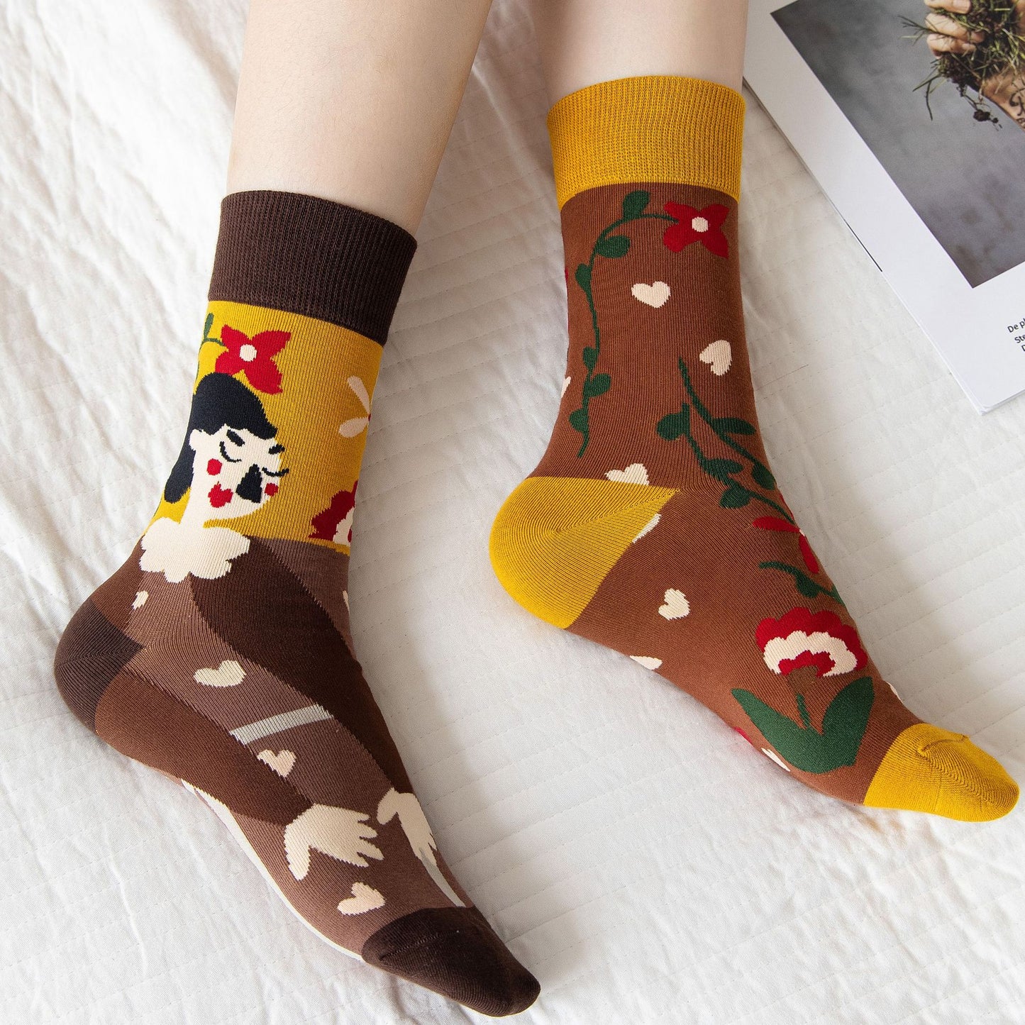 High Stockings Creative Cartoon Small Flower Tide AB