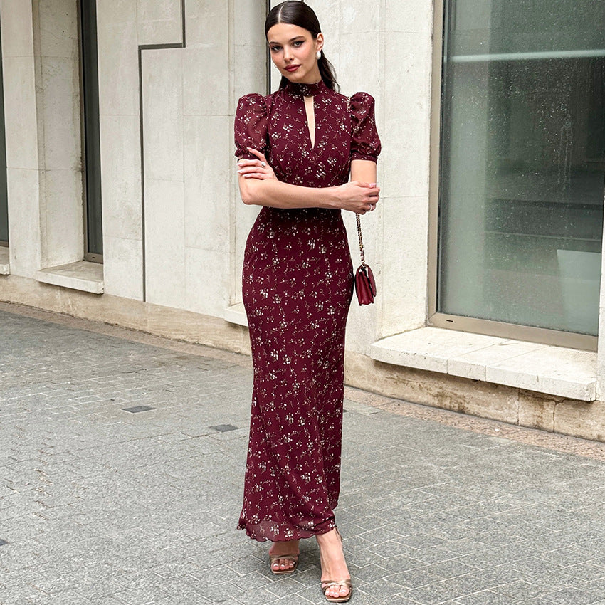 High-end European And American-style Fashionable Floral Dress