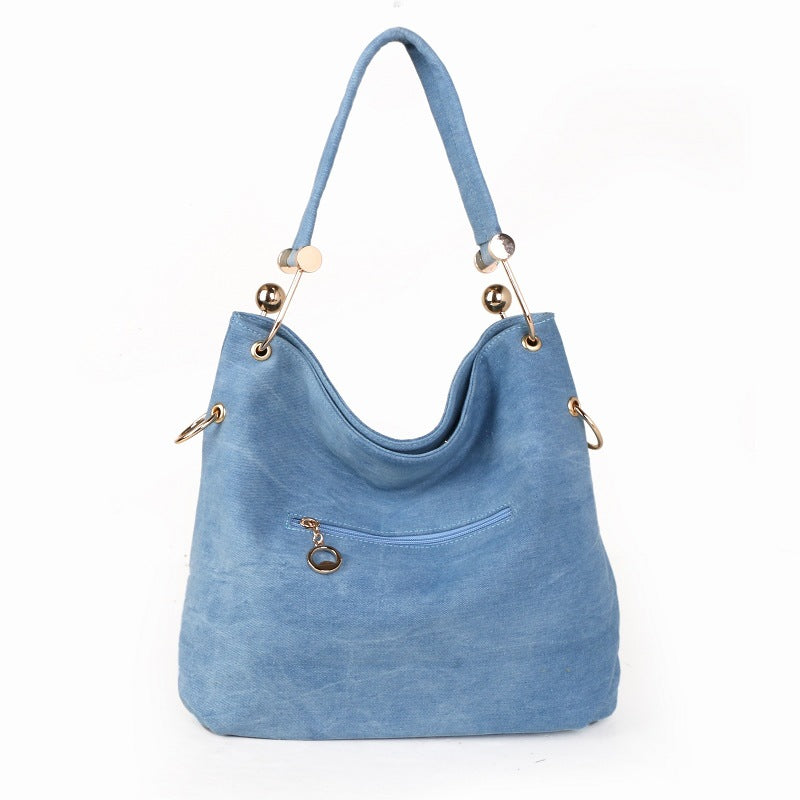 Mode Skuldertaske Transportabel Spandtaske Denim Kanvas