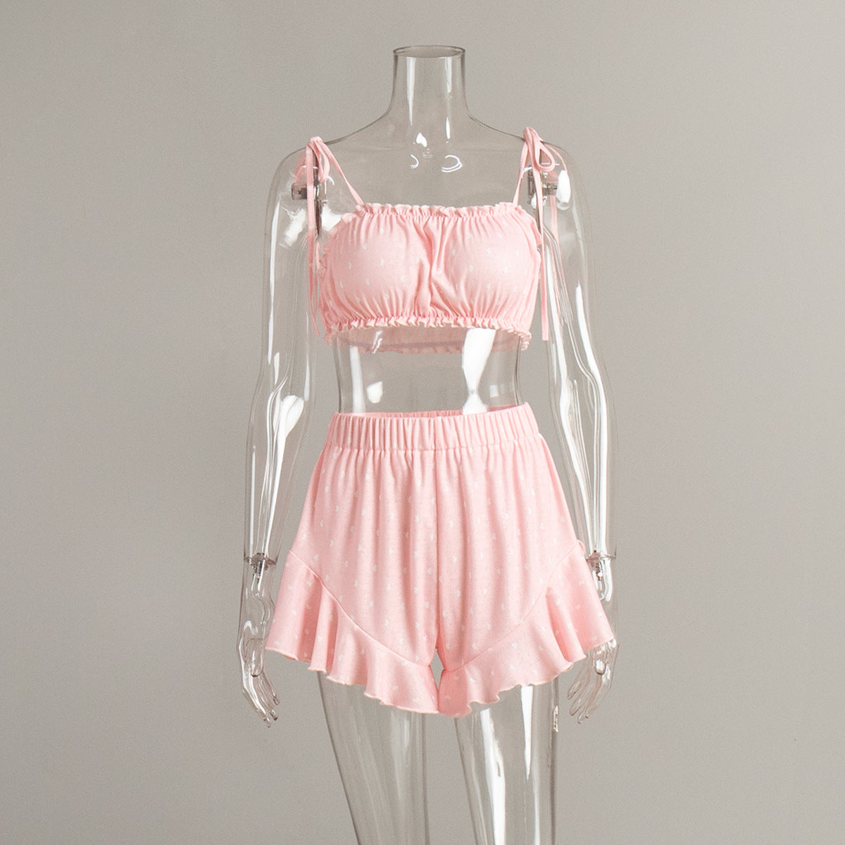 Camisole And Shorts Pajama Set With A Heart Print