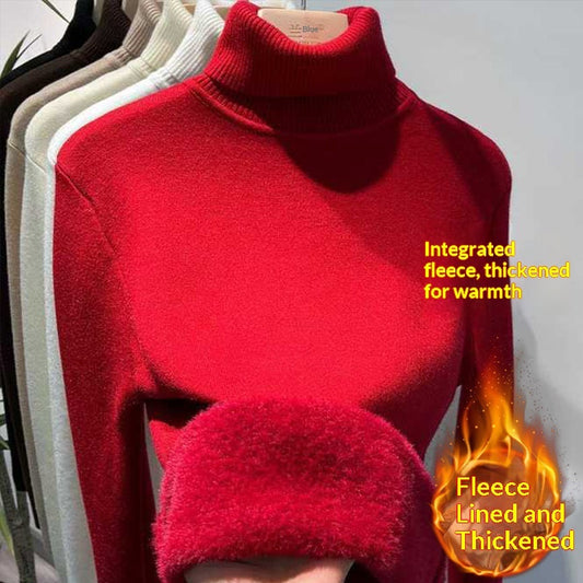 Womens Fleece-lined Turtleneck Base Sweater