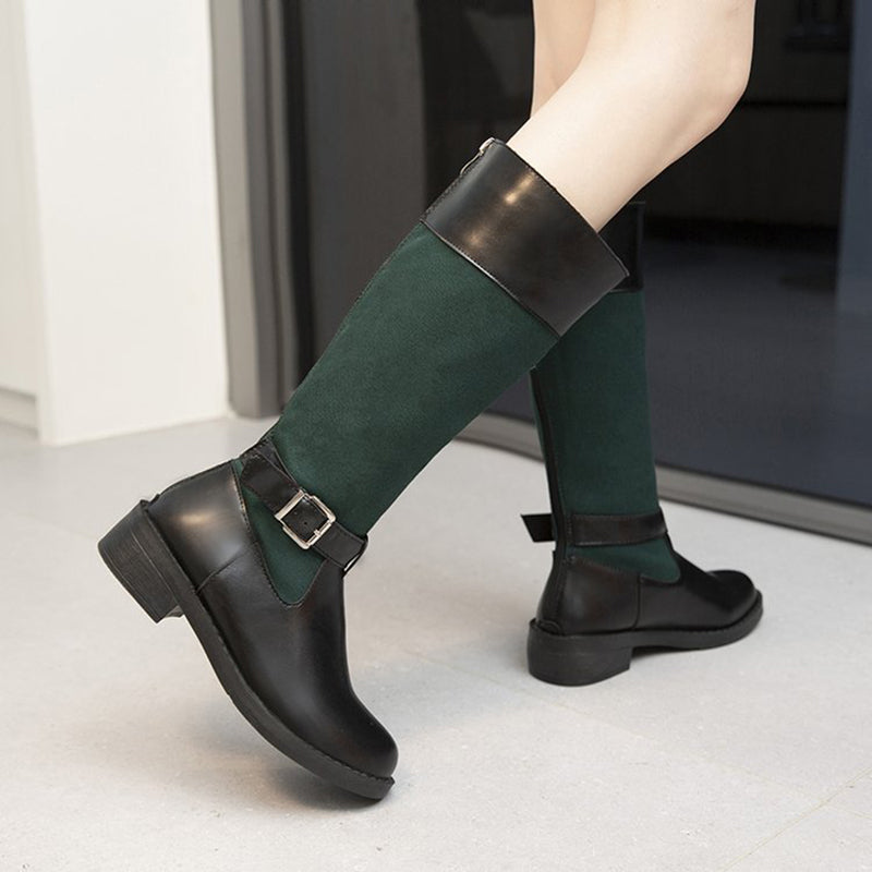 Flower Print Western Boots Fashion Mid Knee High Boots Winter Shoes