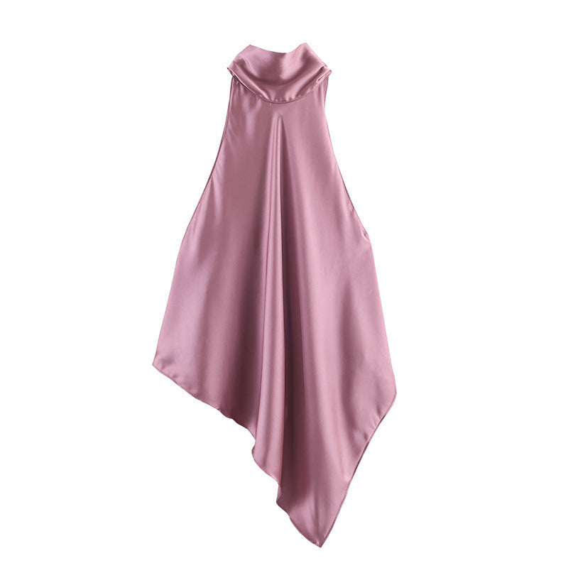Women's Satin Halter Neck Strap Top