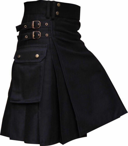 Festival Men's Solid Color Pocket Pleated Skirt