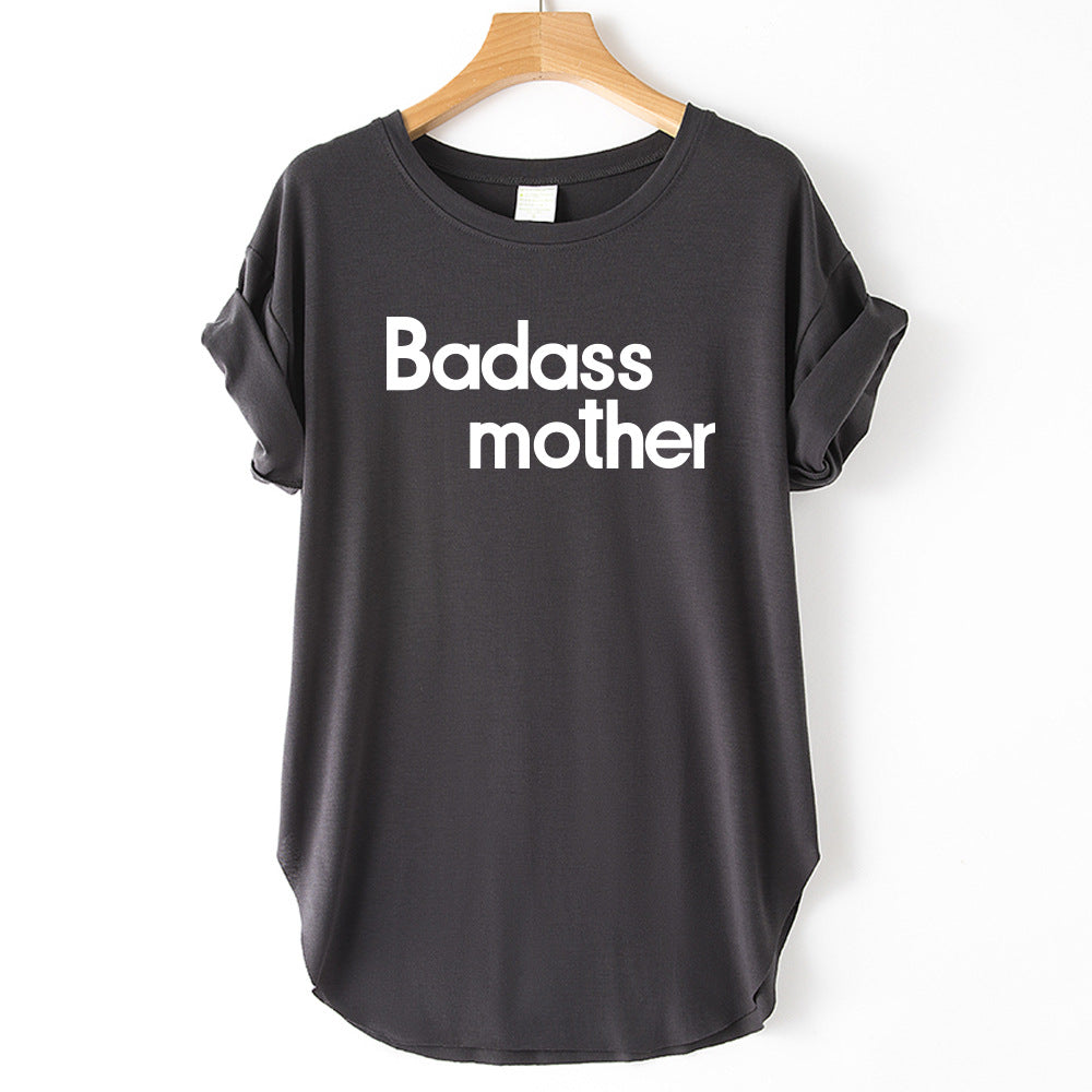 Letter Print Badass Mother Short Sleeve T-Shirt