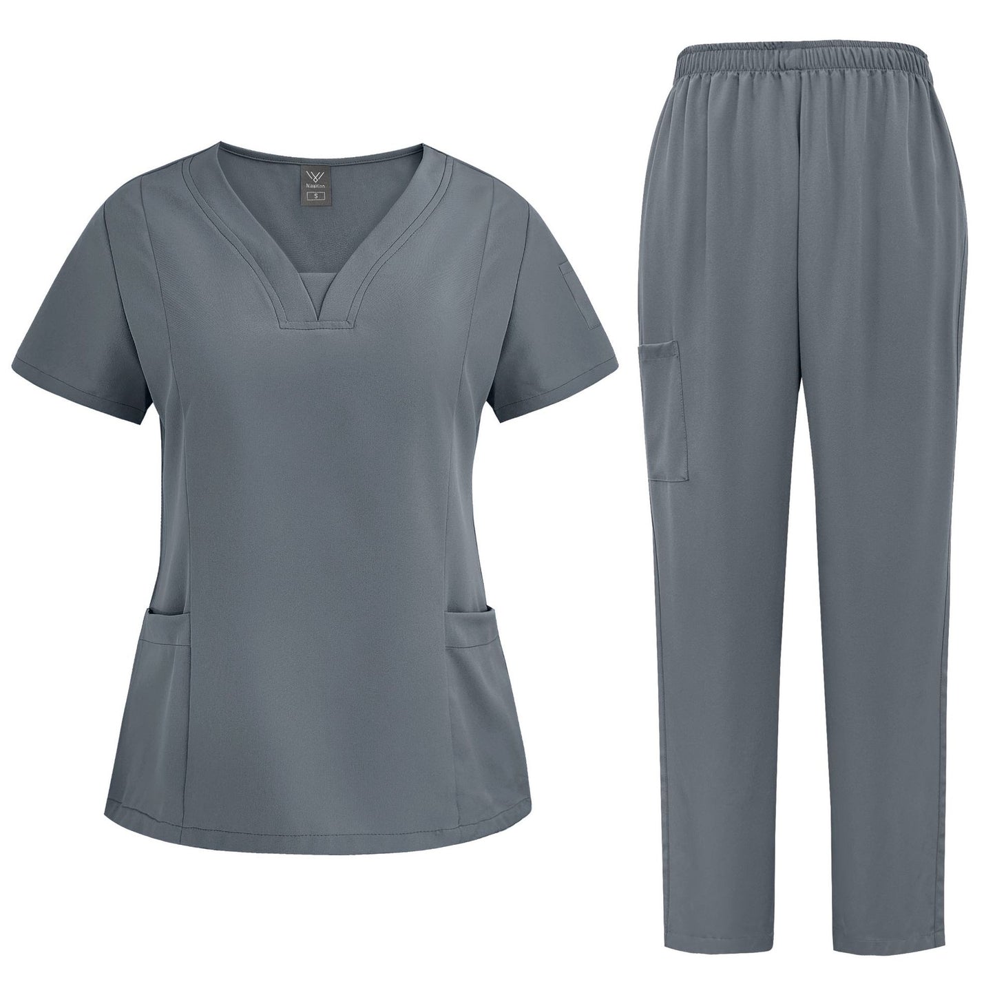Women's Casual Loose Solid Color Nurse Workwear Set