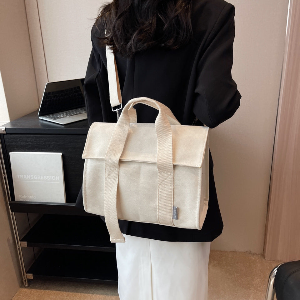 Canvas Bag Women's Simple Versatile Design Color Broadband