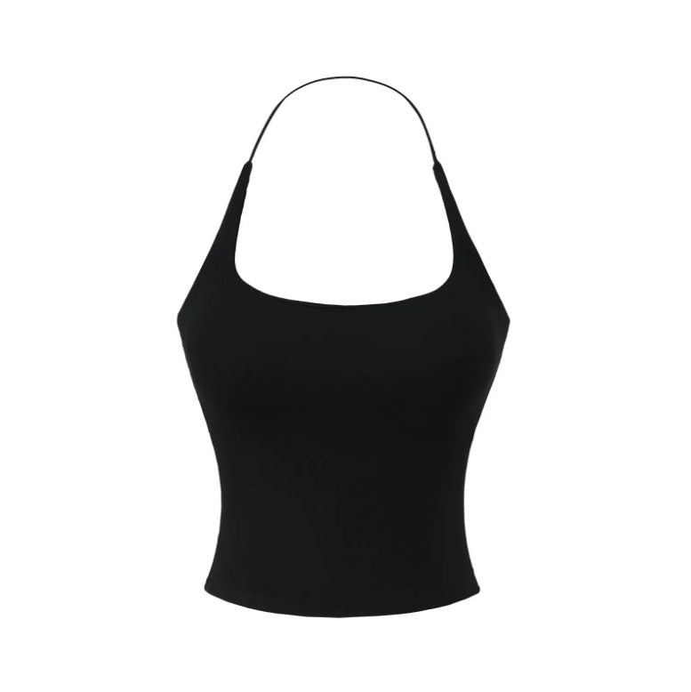 New European And American-style Chic Solid-color Backless Top For Bold Stylish Looks