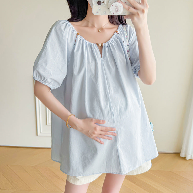 Korean-style Loose-fitting, Figure-flattering Doll Shirt Top
