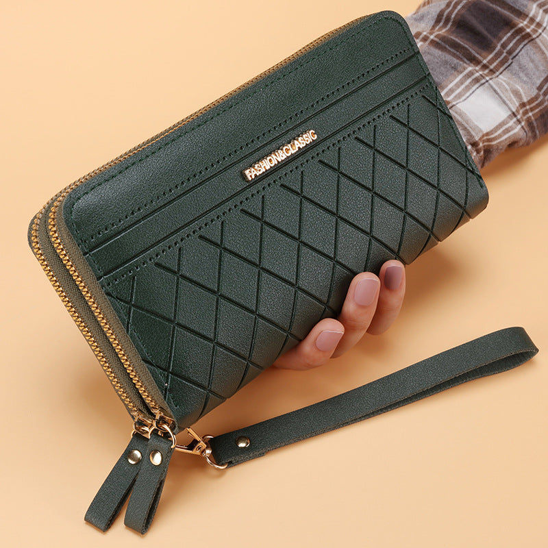 Women's Simple Double Zipper Multiple Card Slots Long Wallet