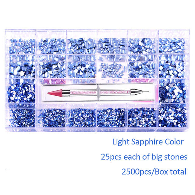 21 Grid Manicure Jewelry Boxed Glass Special-shaped Belt Diamond Pen