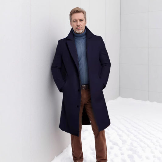 Men's Mid-length Solid Color Autumn And Winter Wool Warm Coat