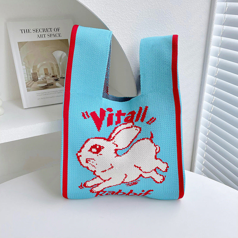 Moon Rabbit Knitted Shoulder Bag