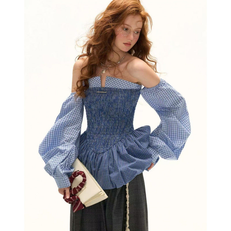 New Striped Ruched Tube-top Patchwork Dress