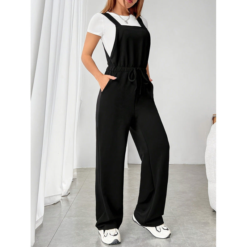 European And American-style Sleeveless Elegant Black Jumpsuit