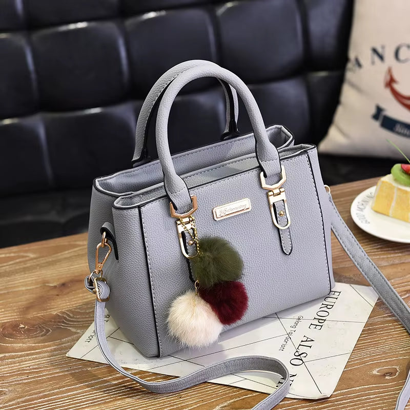 PU Leather Vintage Handbags for Women - Plush Tassel Messenger Tote and Crossbody Bag