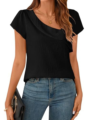Solid Color Women's Clothing Diagonal Collar Short Sleeve T-shirt Top